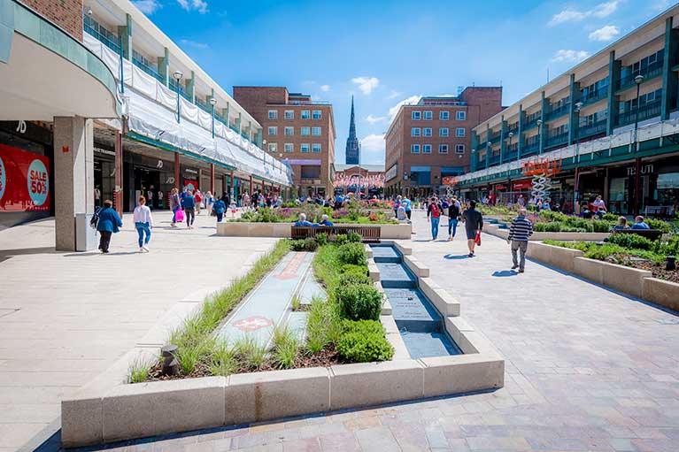 Coventry city centre on a clear day