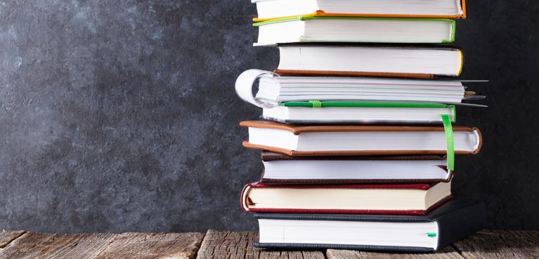 books piled up