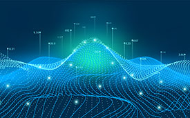 A blue and green vector grid.