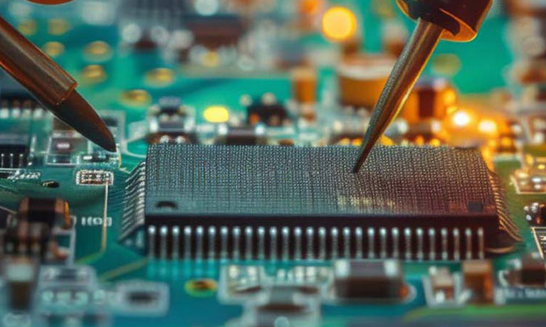 close up of circuit board