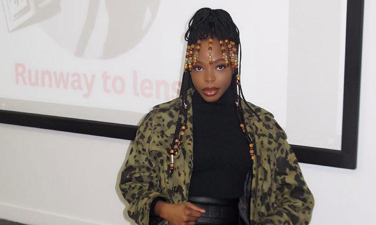 Laura Onome Momodu wearing an animal coat 