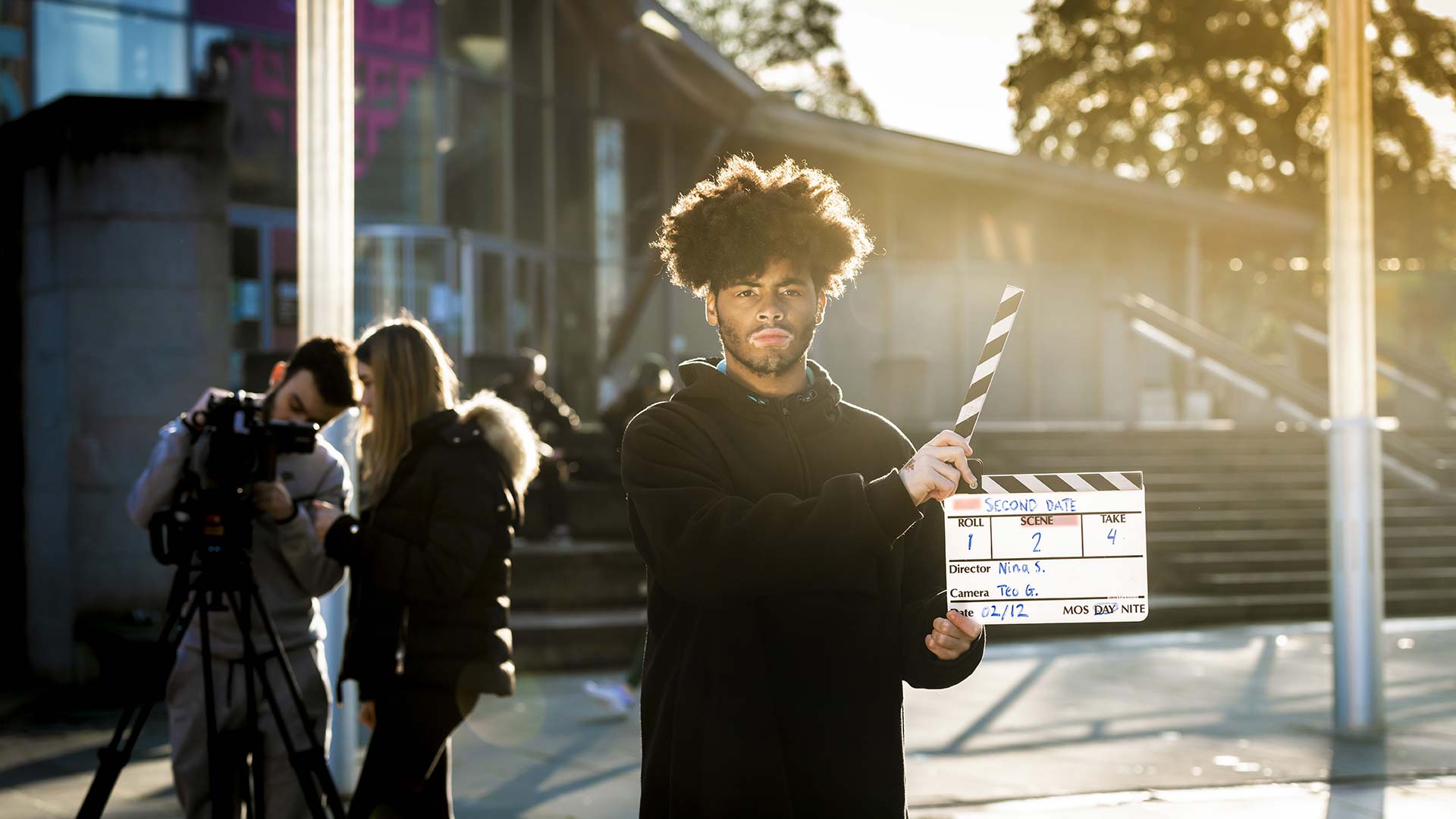 media production student on set