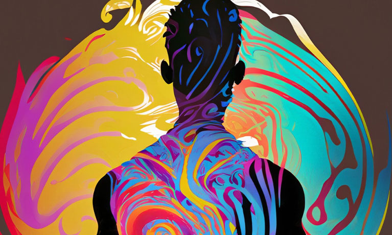 Colourful illustration of a person