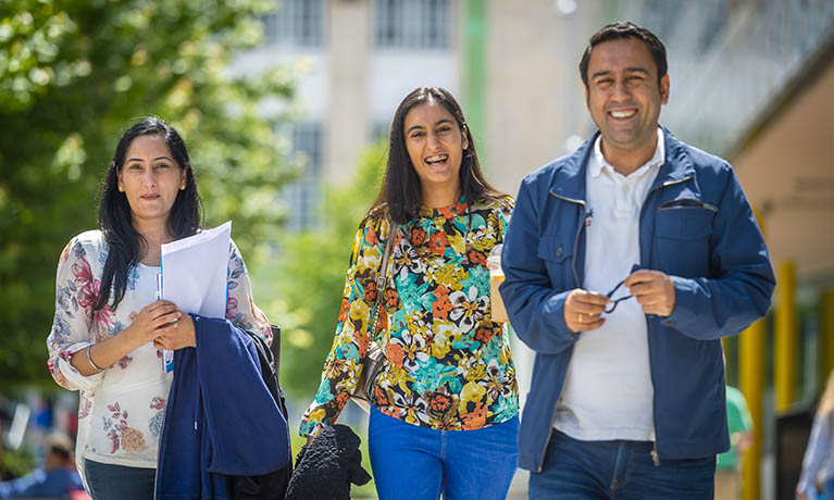 A student with their parents at a Coventry University open day