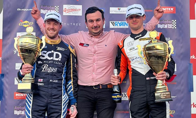 Raoul, a Motor Engineering graduate celebrating success in motorsport.