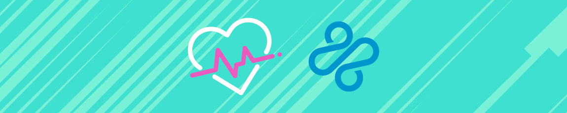 Turquoise blue banner with 2 drawings overlaid with heart shape and squiggly line