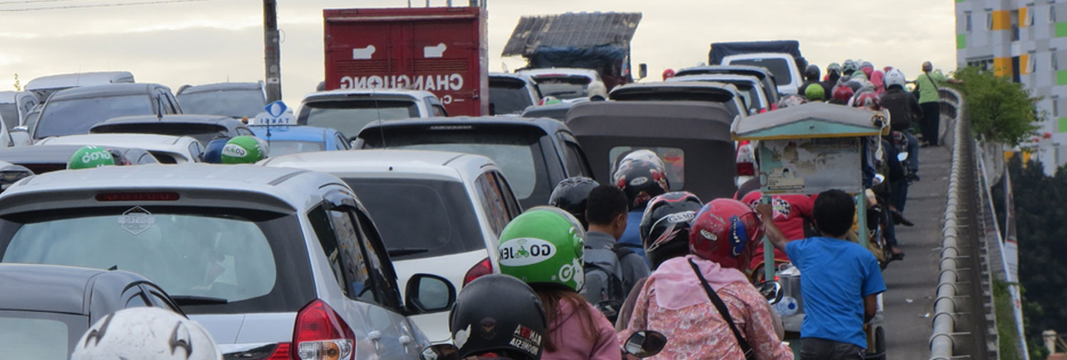 traffic on a road in Indonesia