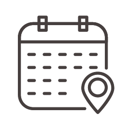 Drawing of a calendar and a location marker